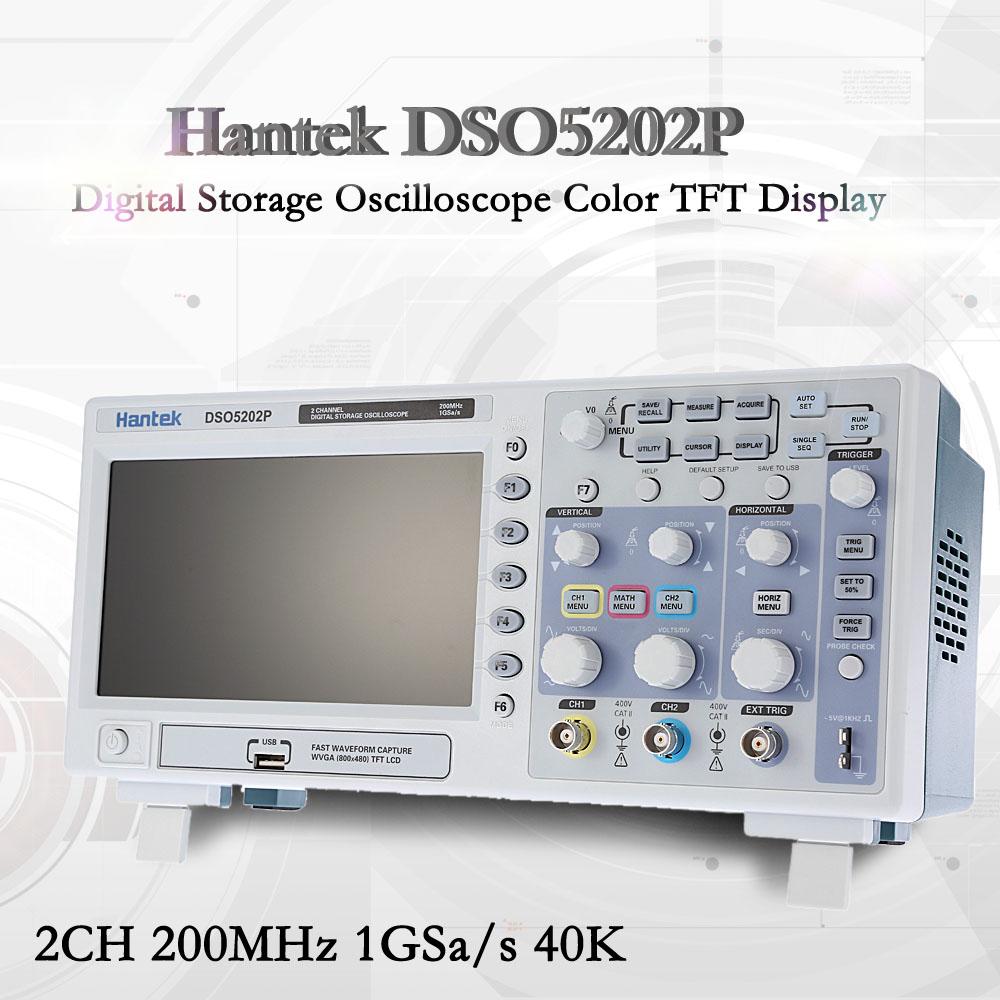 Hantek DSO5202P Professional Digital Storage Oscilloscope 2CH 200MHz 40K 1Gsa s Color TFT Display osciloscopio diagnostic tool