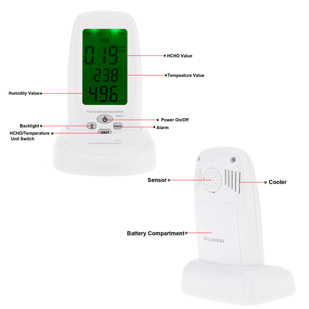 AR820 Digital Formaldehyde Detector Sensitive Air Quality Monitor Tester Indoor Thermometer Hygrometer Gas Detector Analyzer