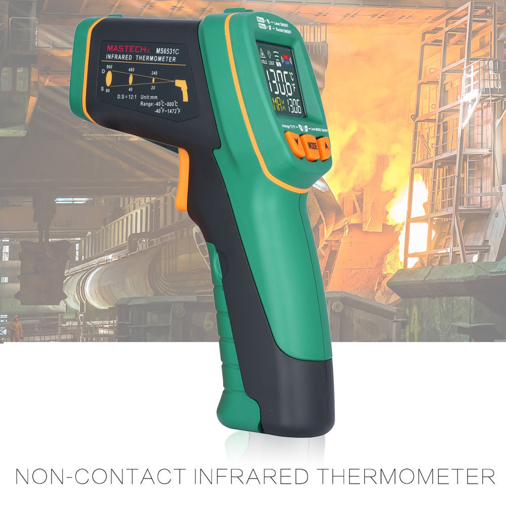 Digital LCD IR Infrared Thermometer Handheld Hygrometer Laser Temperature Tester Termometer Pyrometer Range 40~800( 752~1472 F)