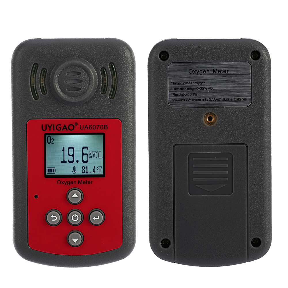 Portable O2 Gas Tester Monitor Automotive Oxygen Detector Mini Oxygen Meter Gas analyzer with LCD Display Sound and Light Alarm