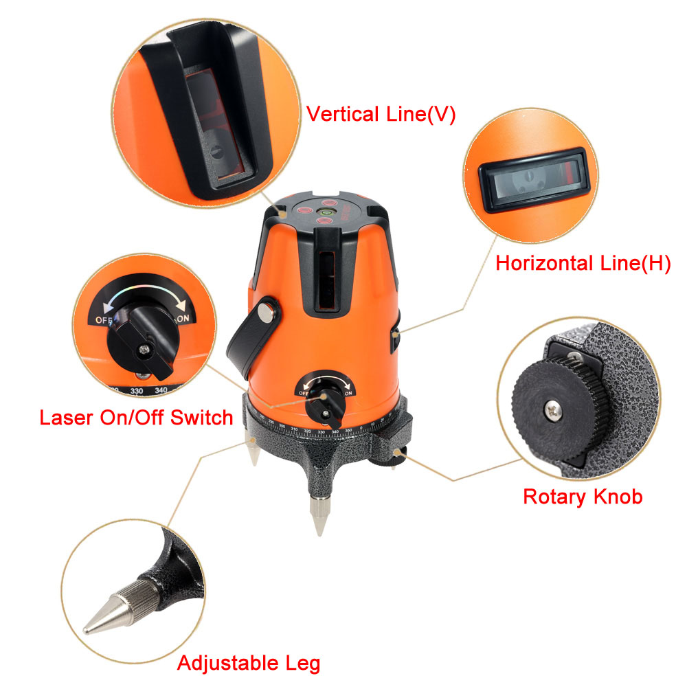 5 Lines Professional Laser Level Horizontal Vertical Automatic Leveling Laser Dumpy Level with Protective Glasses