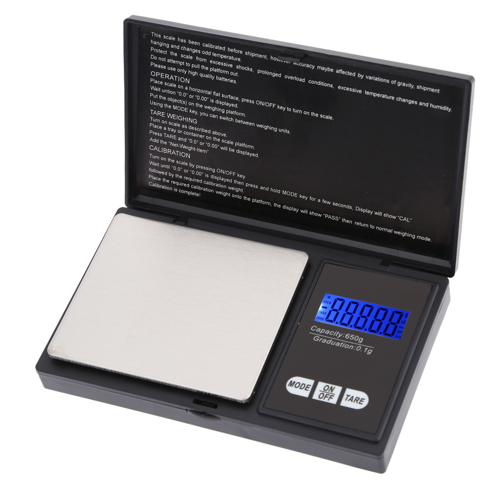 Accurate Mini Electronic Scale Digital Pocket Scale Jewelry Weighing Balance Portable 650g 0.1g Blue LCD g gn oz ozt ct t dwt