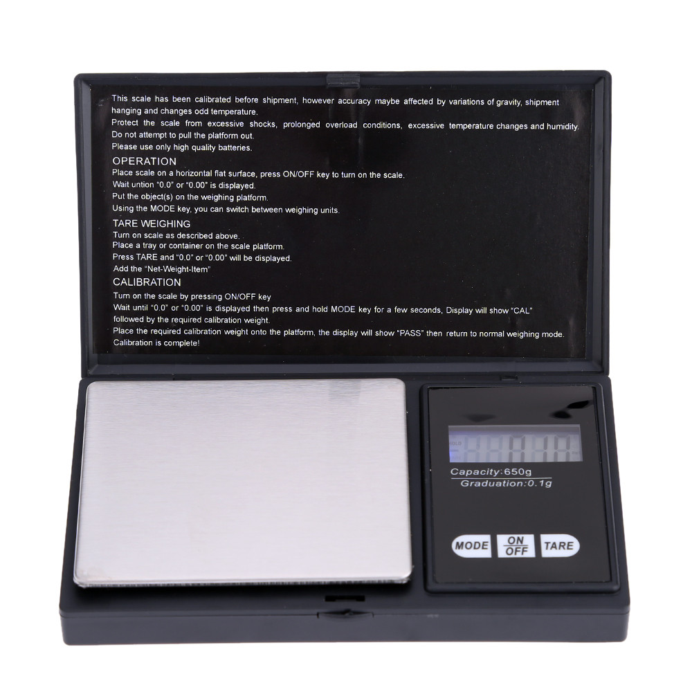 Accurate Mini Electronic Scale Digital Pocket Scale Jewelry Weighing Balance Portable 650g 0.1g Blue LCD g gn oz ozt ct t dwt