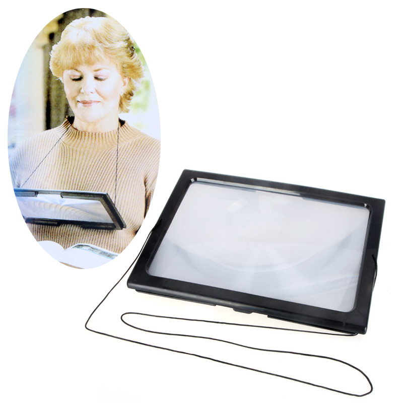 A4 Full Page Large Magnifier 3X Foldable Magnifying Glass with light Loupe Hands Free microscope for Reading with 4 LED Lights