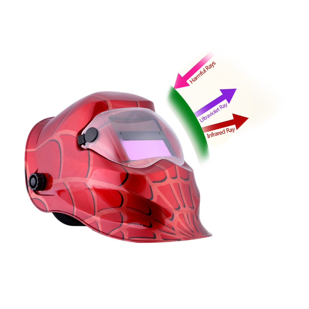 Professional Welding Helmet Red Cobweb SolarAuto Darkening Welding Mask Welding Soldering Supplies Suitable for Laser Welding