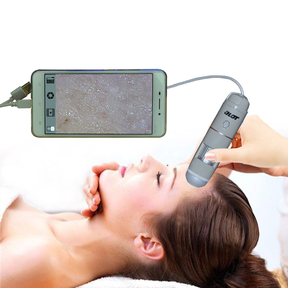 5X 200X 8LED USB Digital Scalp Hair Microscope with OTG Function Skin Detector True 2.0MP Camera Magnifier with Base