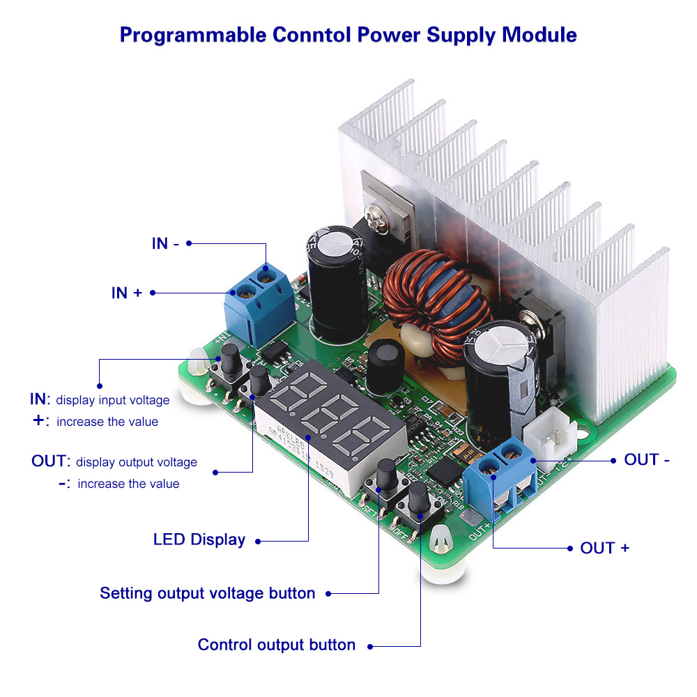 Digital DC DC Adjustable Power Supply Module Programmable Step down Module Constant Voltage Current Input 6 40V Output 0 38V