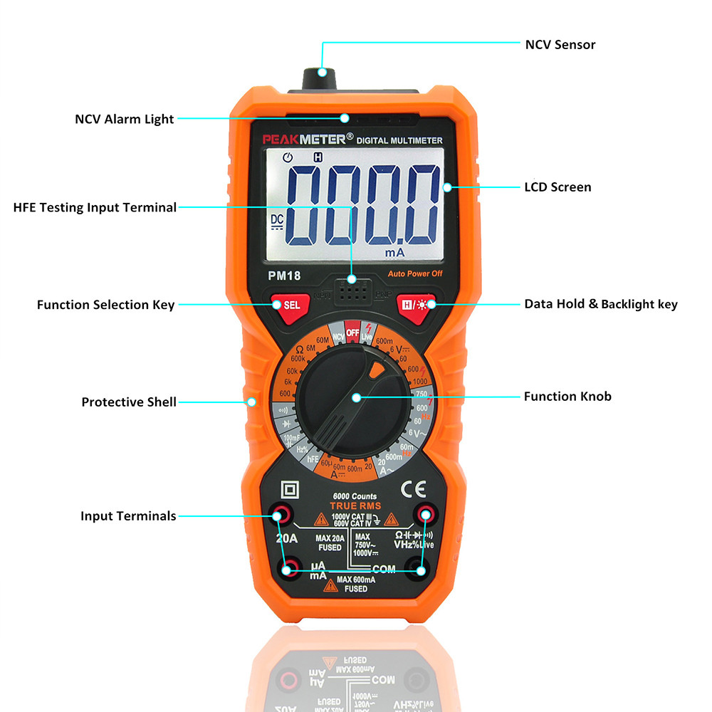 Digital Multimeter AC DC Voltage Current Resistance tester Multi use diagnostic tool Capacitance Frequency hFE NCV LiveLine Test