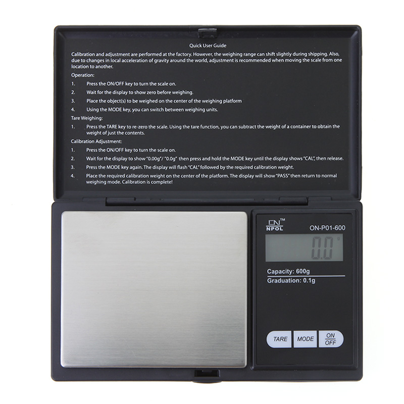 600g x 0.1g Digital Scale LCD Display Weight Scales Digital Pocket Balance Jewelry Gold Diamond Scale Gram with Blue Back lit