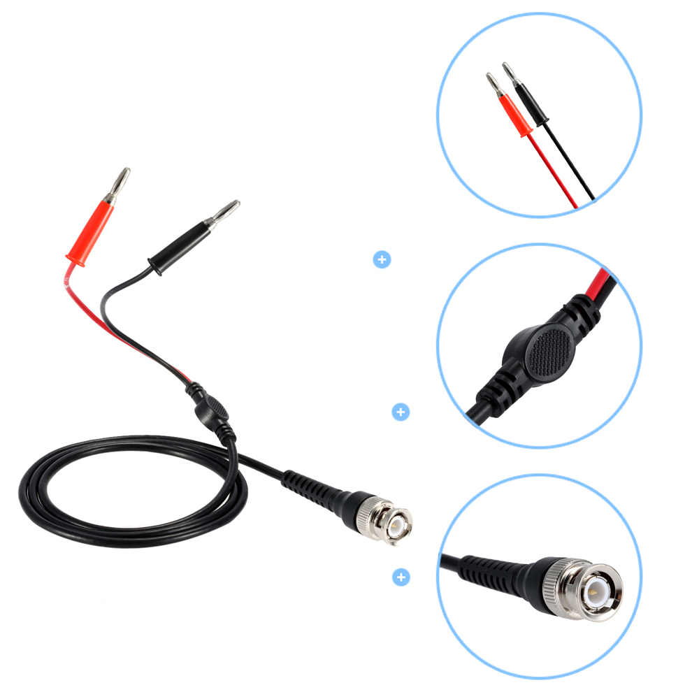 2Pcs Test Lead BNC to Dual Banana Plug Connector Test Leads Probe Coaxial Cable P1029
