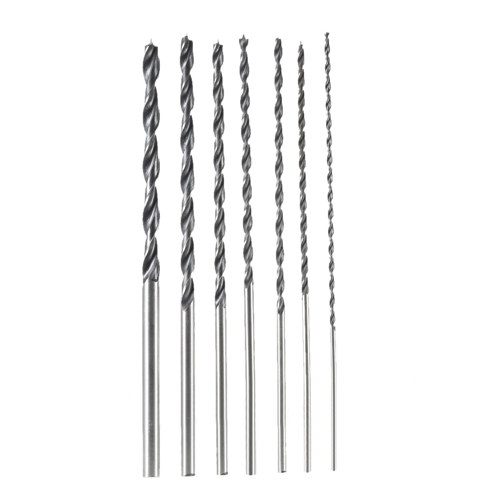 7pcs set Three Point Woodworking Drill 300mm Brad Point Wood Drill High carbon Steel Extra Long Brad Point Wood Drill Bit Set
