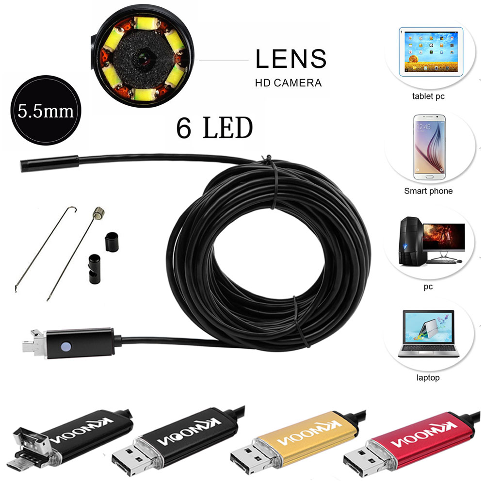 Mini USB Endoscope Borescope inspection camera for Android and Windows 2m  w/LED